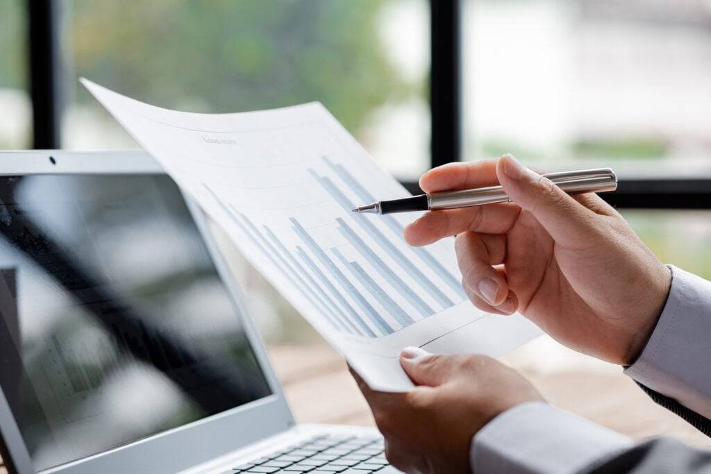 Businessman holding a pen